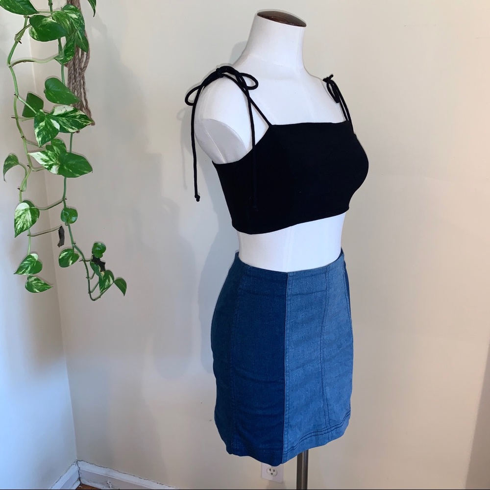 Free People Two-tone Denim Mini Skirt